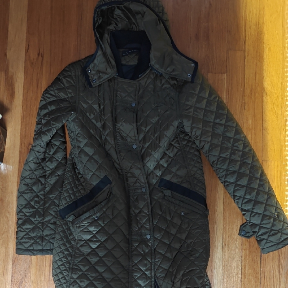 Zara Olive Quilted Women's Puffer Coat